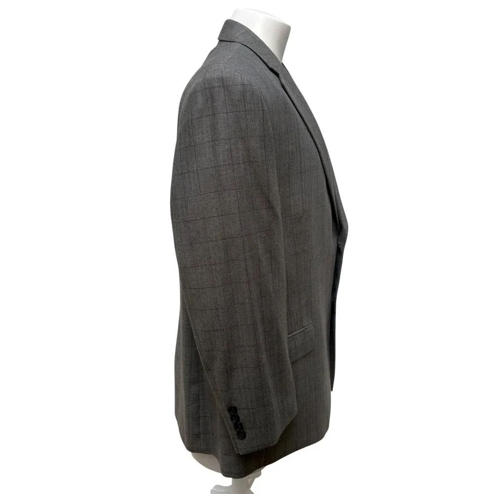 Lauren Ralph Lauren Blazer 46S Grey Silk Wool Windowpane Sport Coat Lightweight